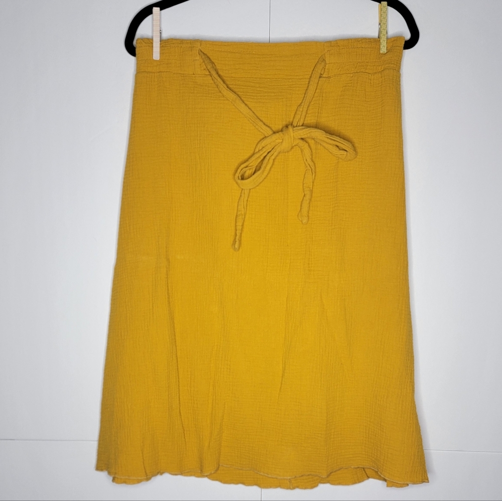 Flamingo Mustard Yellow Gauze Tie-Waist Skirt M/L